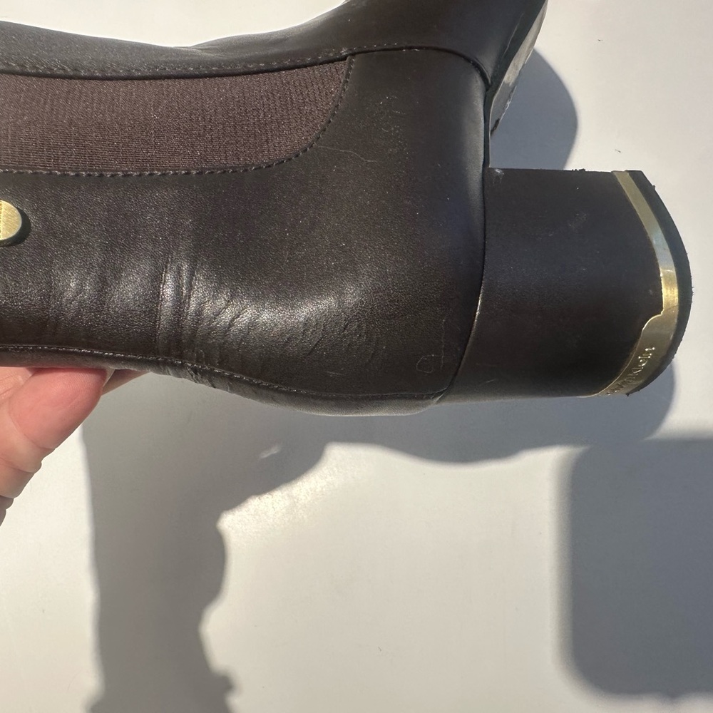 Calvin Klein Dark Brown Leather Ankle Booties with Side Zipper size 6 m - Picture 2 of 3